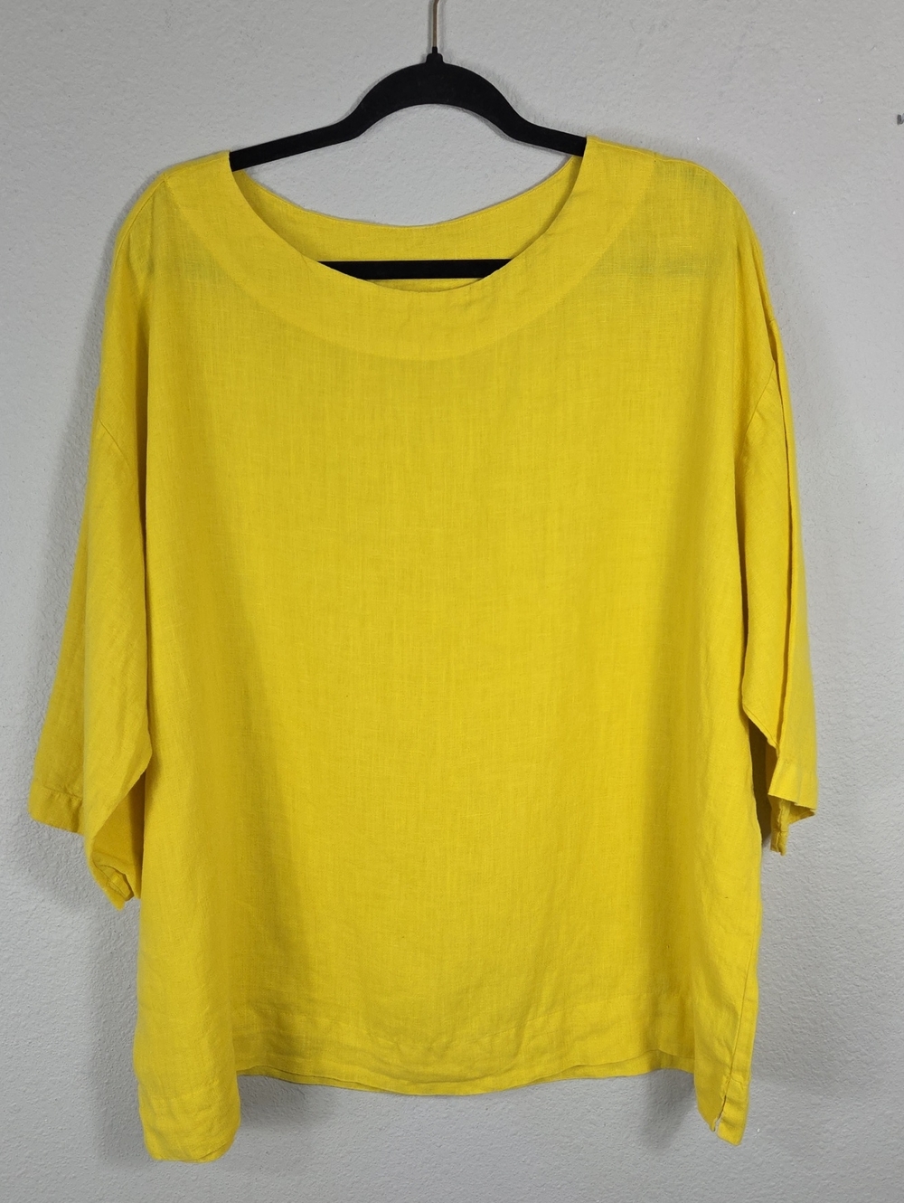 Bryn Walker 100% Linen Yellow Oversized Boxy Boatneck Top Small Made USA